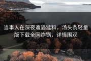 当事人在深夜遭遇猛料，汤头条轻量版下载全网炸锅，详情围观