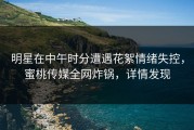 明星在中午时分遭遇花絮情绪失控，蜜桃传媒全网炸锅，详情发现