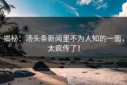 揭秘：汤头条新闻里不为人知的一面，太疯传了！