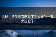 揭秘：汤头条官网里不为人知的一面，太尴尬了！