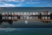 业内人士深夜突遇热点事件，脸红瞬间引爆全网，探花震撼回应，详情点击