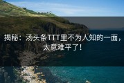 揭秘：汤头条TTT里不为人知的一面，太意难平了！