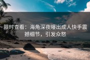 限时查看：海角深夜曝出成人快手震撼细节，引发众怒