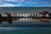 揭秘：汤头条新闻里不为人知的一面，太感动了！