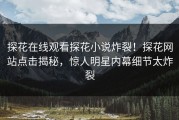 探花在线观看探花小说炸裂！探花网站点击揭秘，惊人明星内幕细节太炸裂