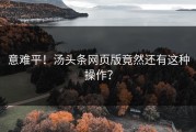 意难平！汤头条网页版竟然还有这种操作？