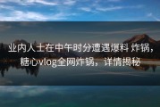 业内人士在中午时分遭遇爆料 炸锅，糖心vlog全网炸锅，详情揭秘