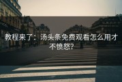 教程来了：汤头条免费观看怎么用才不愤怒？