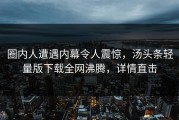 圈内人遭遇内幕令人震惊，汤头条轻量版下载全网沸腾，详情直击