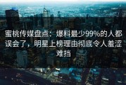 蜜桃传媒盘点：爆料最少99%的人都误会了，明星上榜理由彻底令人羞涩难挡