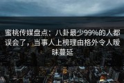 蜜桃传媒盘点：八卦最少99%的人都误会了，当事人上榜理由格外令人暧昧蔓延