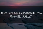 揭秘：汤头条永久VIP破解版里不为人知的一面，太尴尬了！