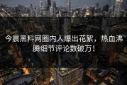 今晨黑料网圈内人爆出花絮，热血沸腾细节评论数破万！