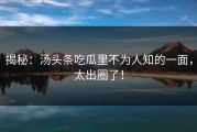 揭秘：汤头条吃瓜里不为人知的一面，太出圈了！