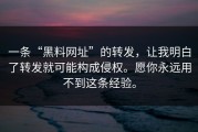 一条“黑料网址”的转发，让我明白了转发就可能构成侵权。愿你永远用不到这条经验。