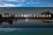 别点开！汤头条爆料引发全网感动争议