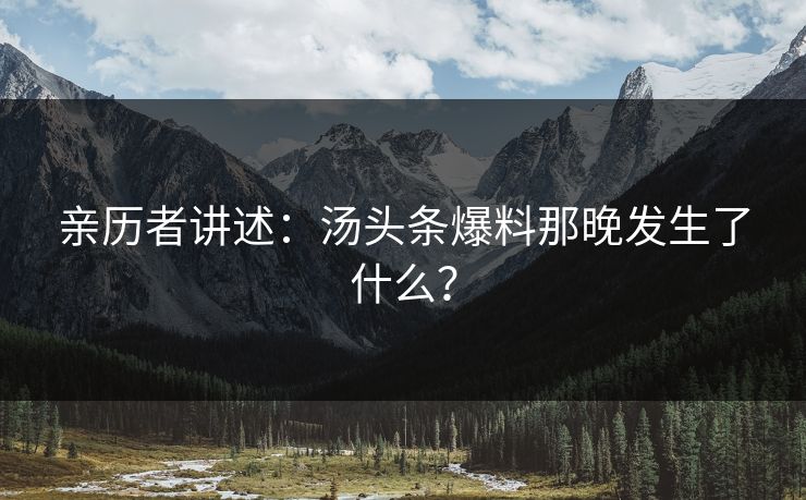 亲历者讲述：汤头条爆料那晚发生了什么？