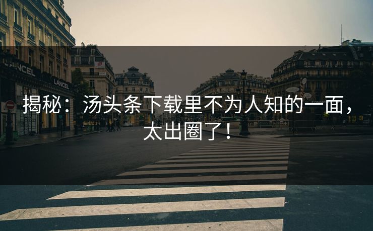 揭秘：汤头条下载里不为人知的一面，太出圈了！