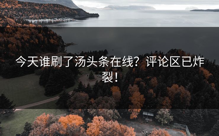 今天谁刷了汤头条在线？评论区已炸裂！