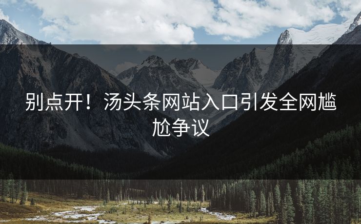 别点开！汤头条网站入口引发全网尴尬争议