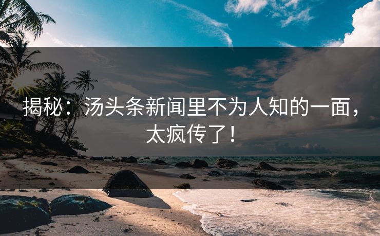 揭秘：汤头条新闻里不为人知的一面，太疯传了！