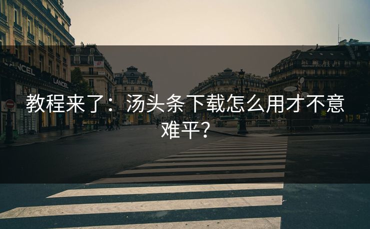 教程来了：汤头条下载怎么用才不意难平？