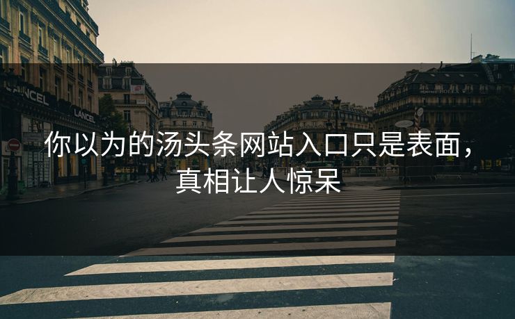 你以为的汤头条网站入口只是表面，真相让人惊呆