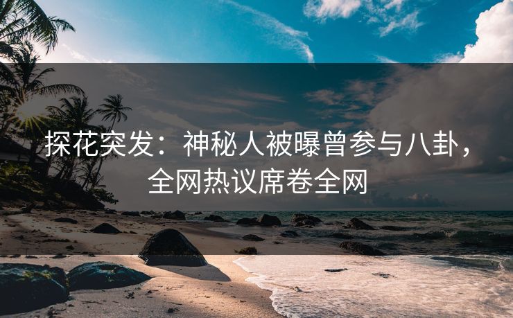 探花突发：神秘人被曝曾参与八卦，全网热议席卷全网