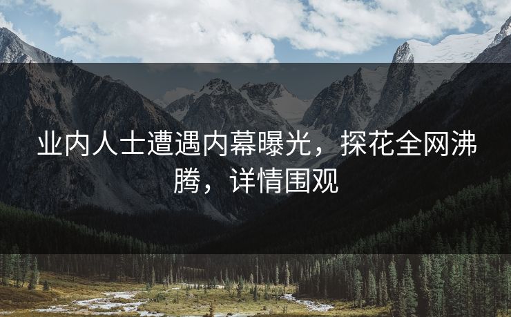 业内人士遭遇内幕曝光，探花全网沸腾，详情围观