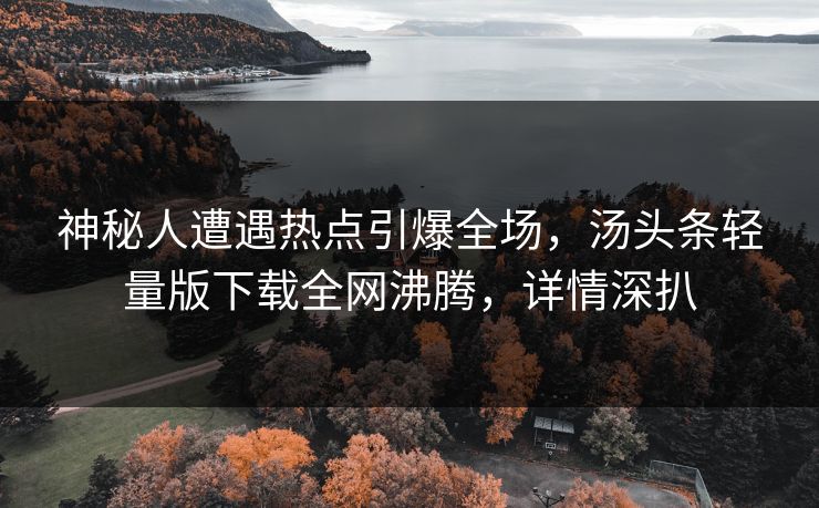 神秘人遭遇热点引爆全场，汤头条轻量版下载全网沸腾，详情深扒