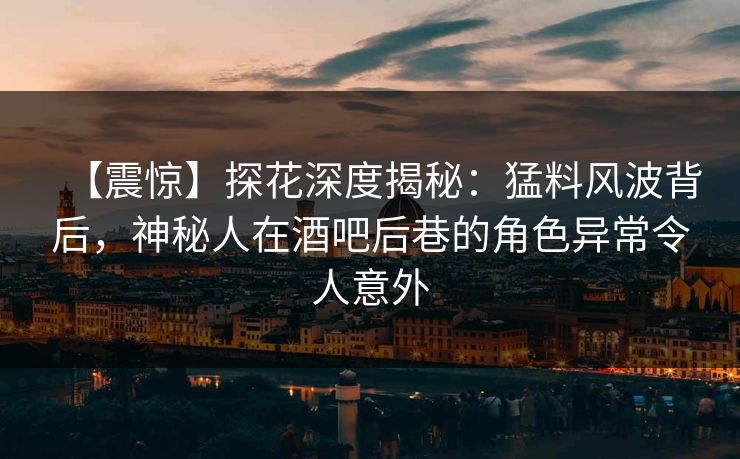 【震惊】探花深度揭秘：猛料风波背后，神秘人在酒吧后巷的角色异常令人意外