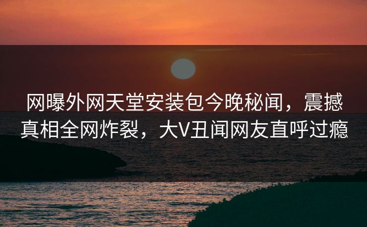 网曝外网天堂安装包今晚秘闻，震撼真相全网炸裂，大V丑闻网友直呼过瘾