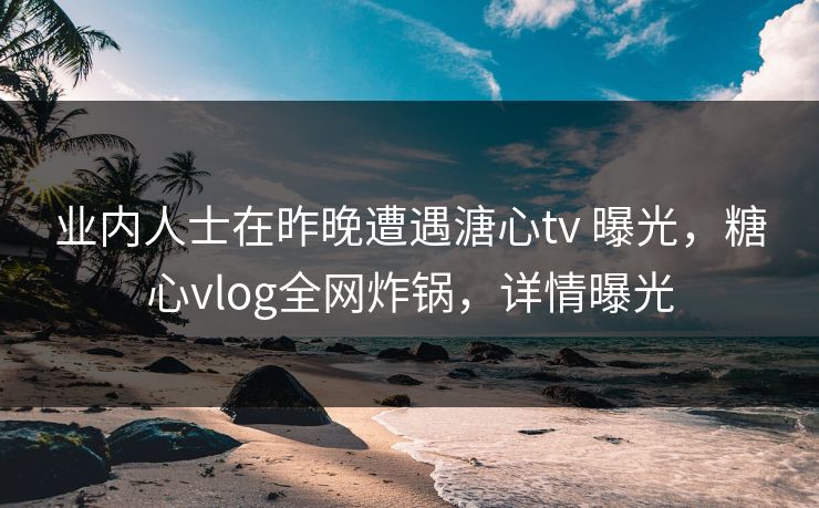 业内人士在昨晚遭遇溏心tv 曝光,糖心vlog全网炸锅,详情曝光 业内人士在昨晚遭遇溏心tv 曝光,糖心vlog全网炸锅,详情曝光