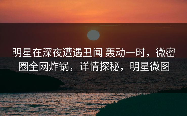 明星在深夜遭遇丑闻 轰动一时，微密圈全网炸锅，详情探秘，明星微图