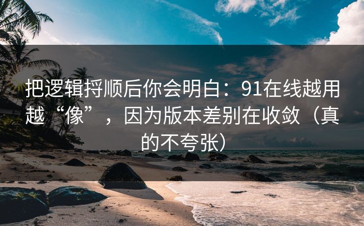 把逻辑捋顺后你会明白：91在线越用越“像”，因为版本差别在收敛（真的不夸张）